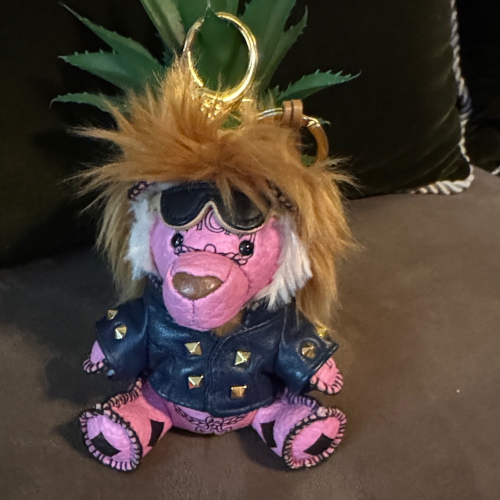 MCM Pink Punk Rock Teddy Bear Keychain